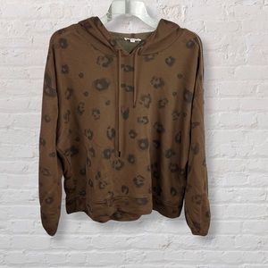 Splendid Brown Animal Print Cropped Oversized Hoodie Size XL
